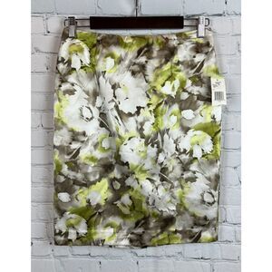 JONES NEW YORK Petite cotton silk lined floral pencil straight skirt 4P NWT